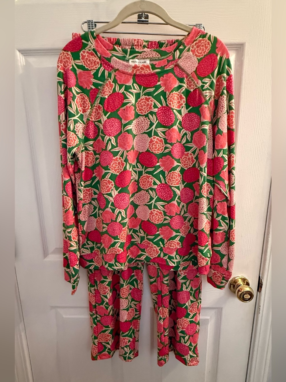 Floral Pink & Green Long Sleeve Pajama Set